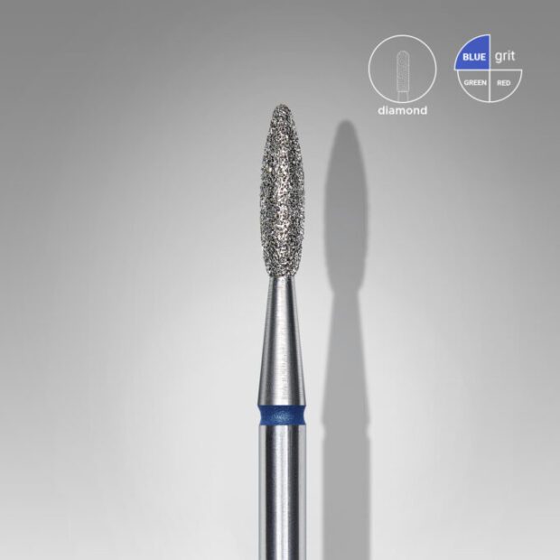 STALEKS Frez Diamentowy FA10B021/8 Płomyk Niebieski Średni Łezka 2,1mm 8 mm